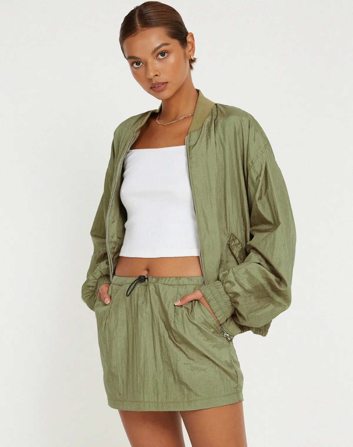 Yuu Shell Jacket In Silver Green 1