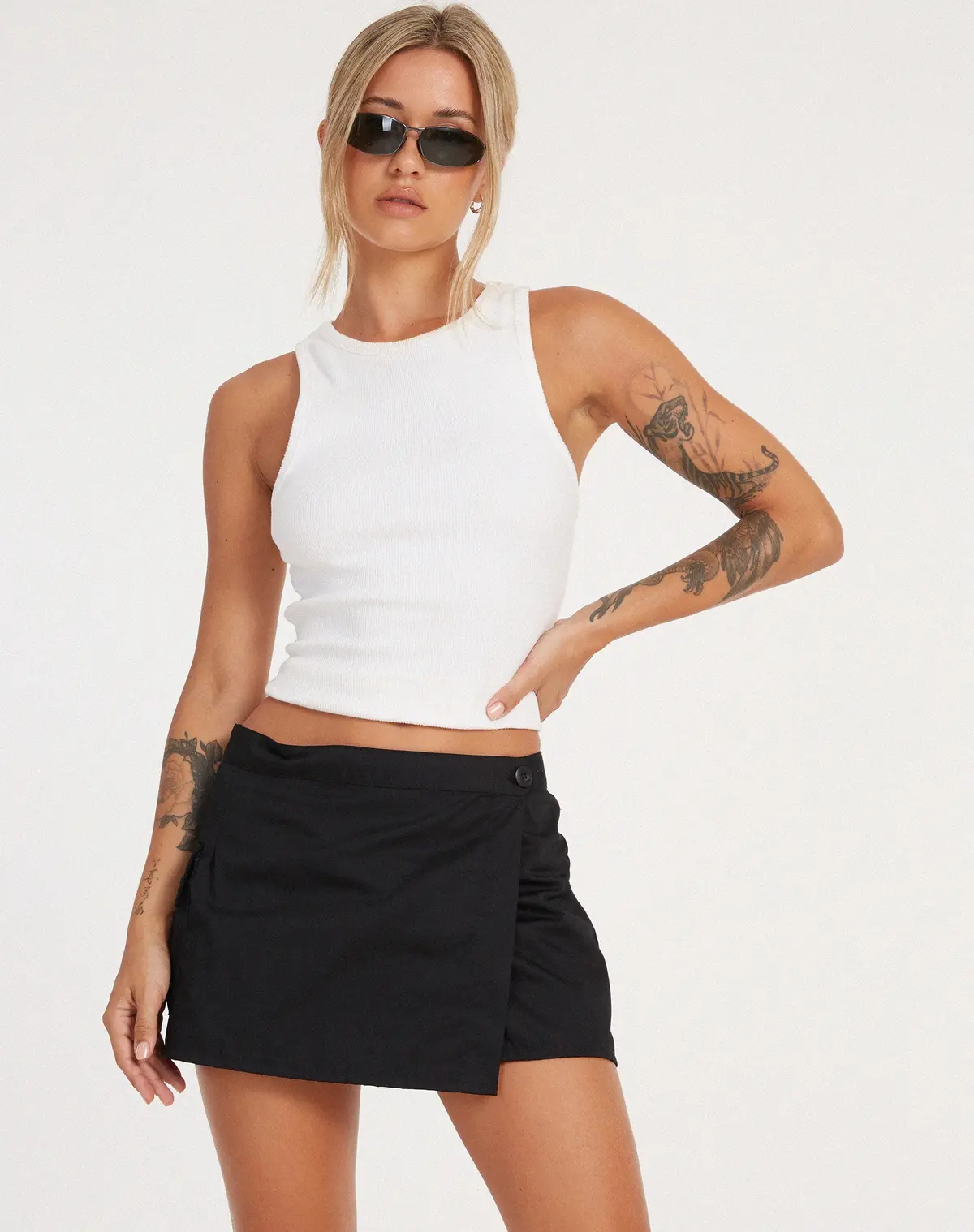Zephyr Mini Cargo Skirt In Cotton Drill Black 1