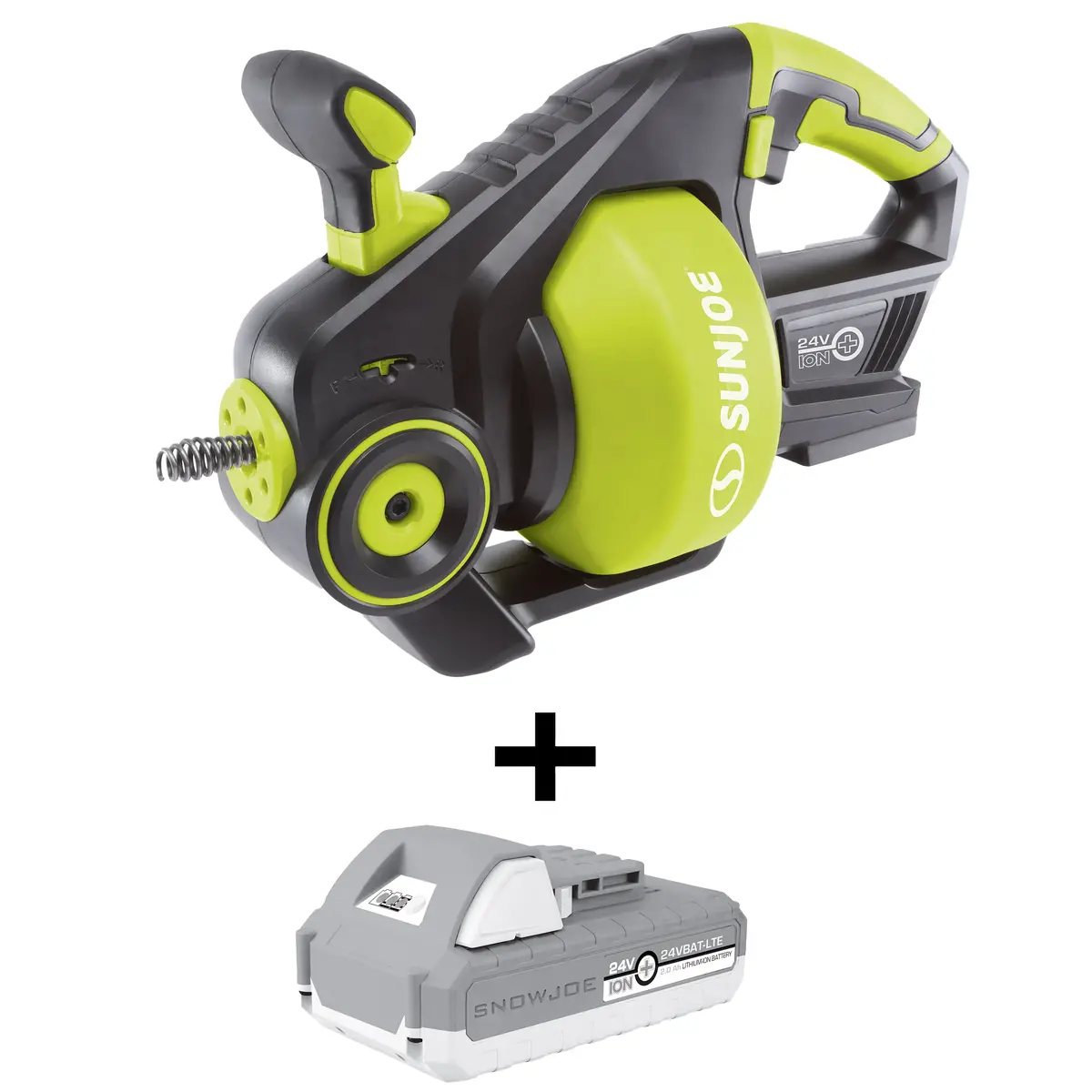 Sun Joe 24V-Drncln-Sk1 24-Volt Ion+ Cordless Automatic Drain Auger | W/ 2.0-Ah Battery + Charger 1