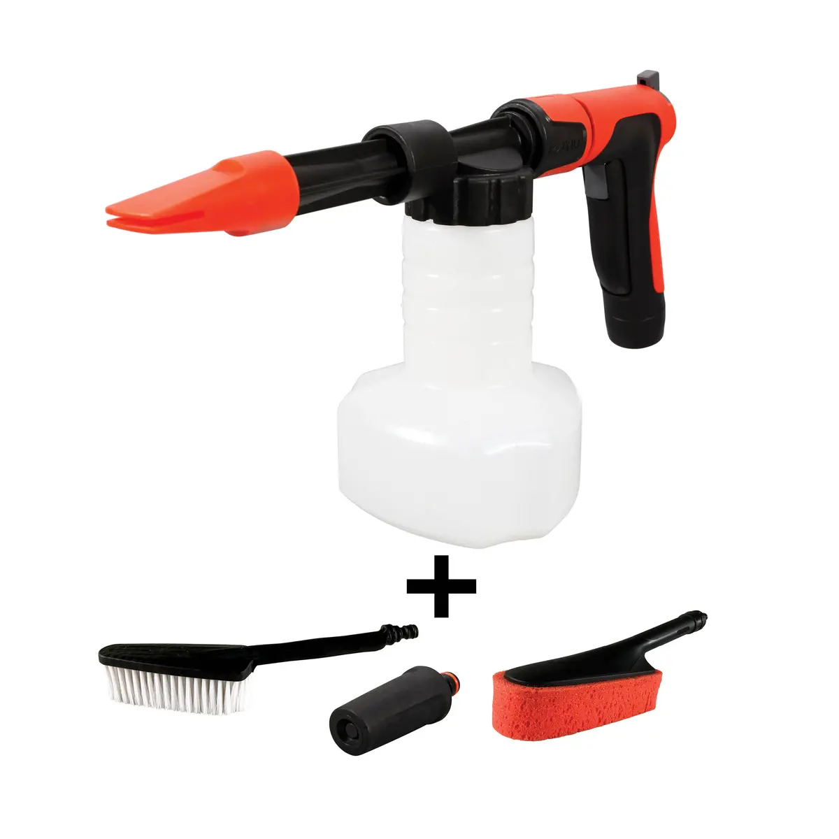 Aqua Joe Aj-Spxn-Pro-Red 2-In-1 All-Purpose Garden Hose-Powered Adjustable Foam Cannon Spray Gun Kit | W/ Bristle Brush And Detailer Sponge Attachments | Quick-Connect (Red) 2
