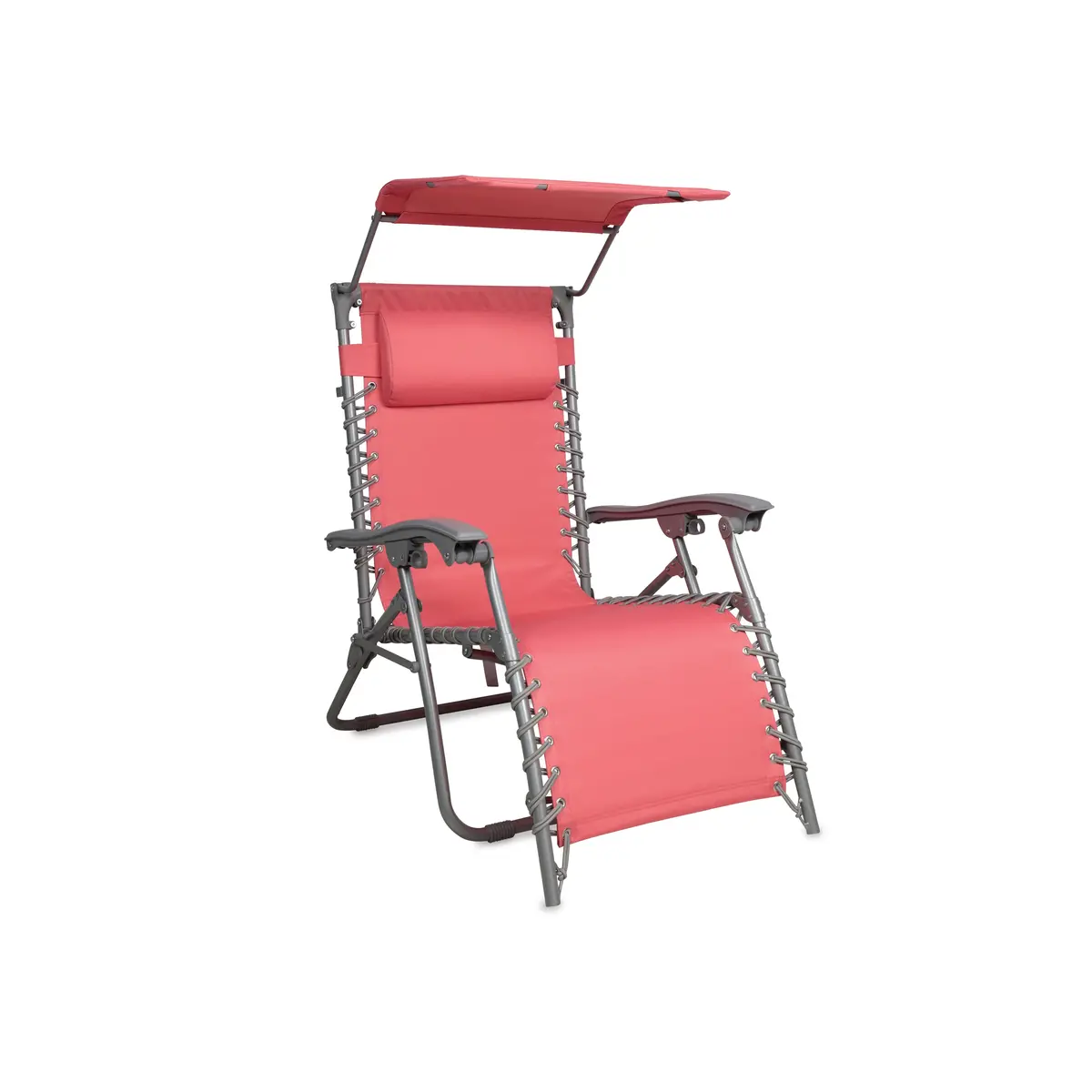 Bliss Hammocks Gbc-026-Cl Gravity Free Beach Chair W/ Pillow & Canopy | 26-In. Wide | Weather & Rust Resistant | 300 Lb. Capacity (Coral) 1