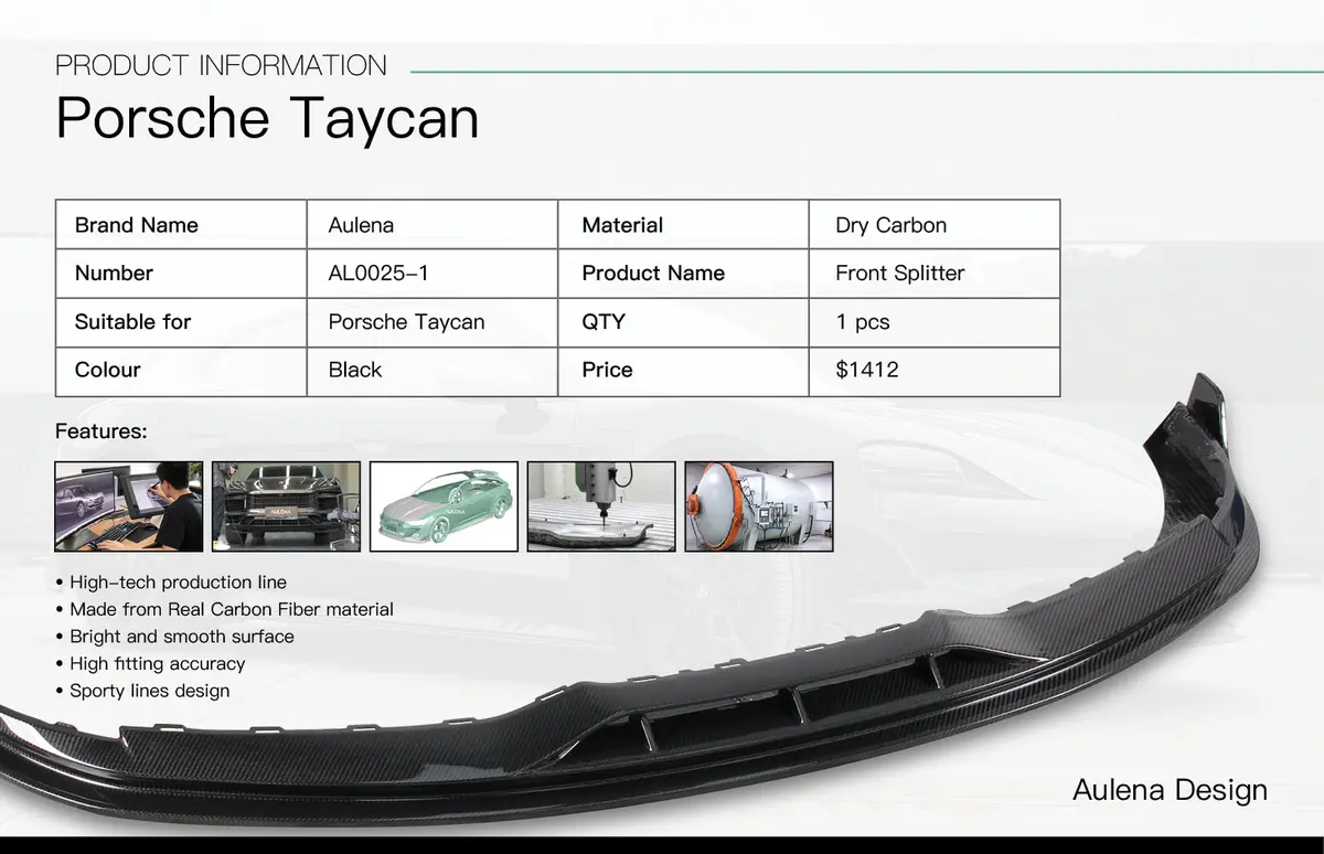 Porsche Taycan Aulena Front Splitter 2