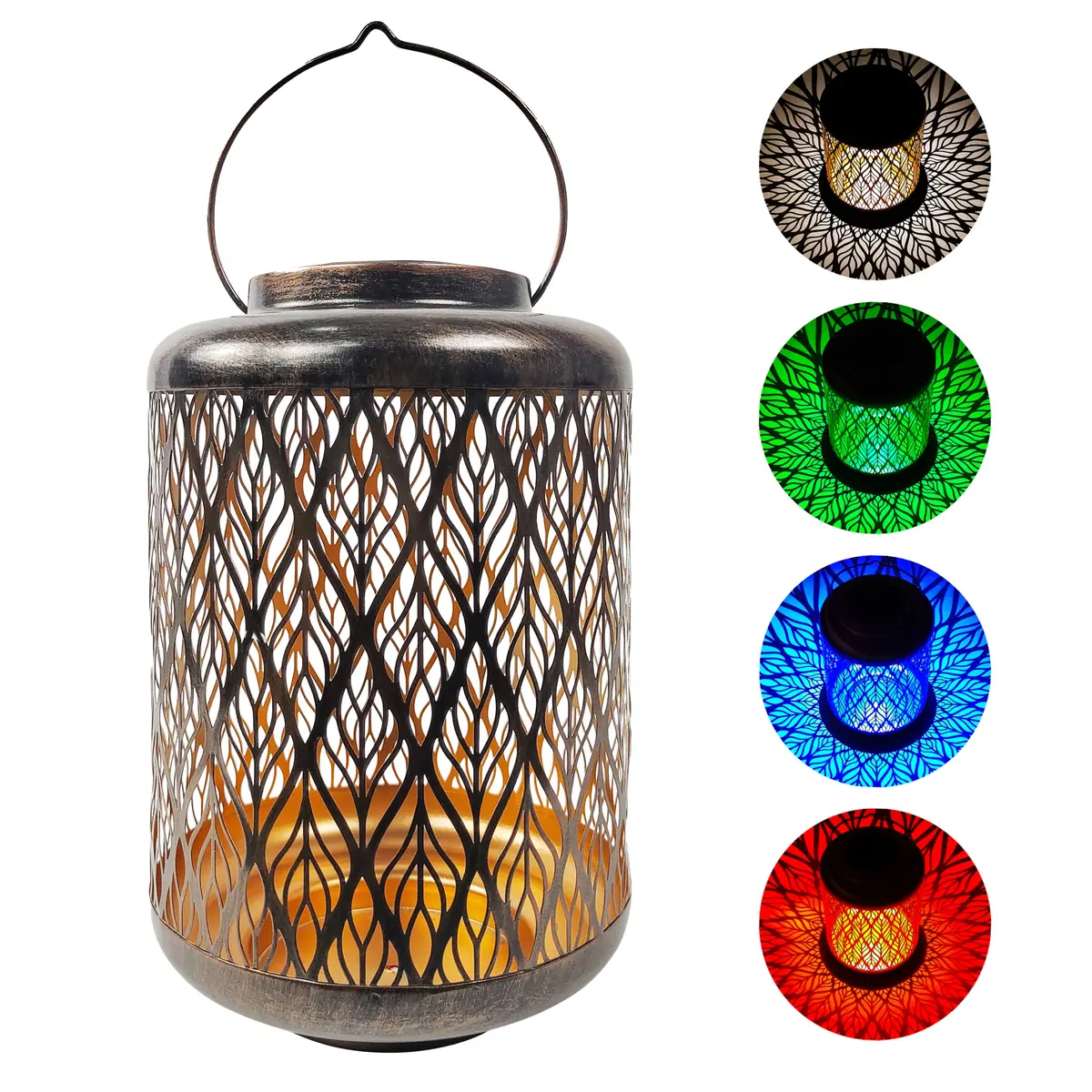 Bliss Outdoors Bsl-306-Bz Solar Led Lantern W/ Diamond Leaf Design & Hand Painted Finish | 12-In. Tall | Waterproof Ip44 (Bronze) 1