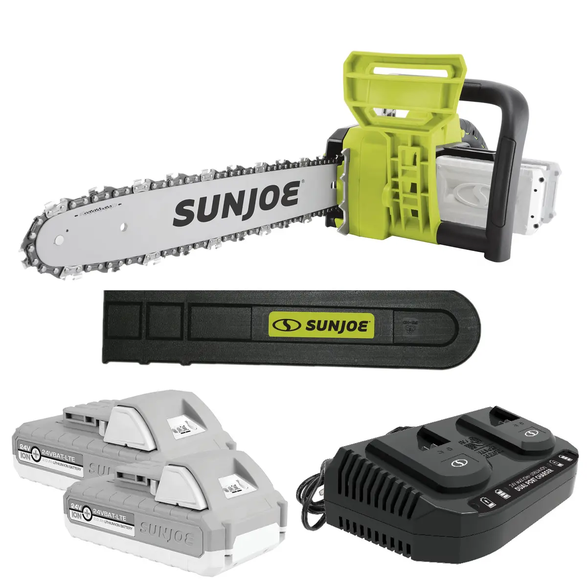 Sun Joe 24V-X2-Cs16 48-Volt* Ionmax Cordless Chain Saw Kit | 16-Inch | W/ 2 X 2.0-Ah Batteries + Dual Port Charger 2
