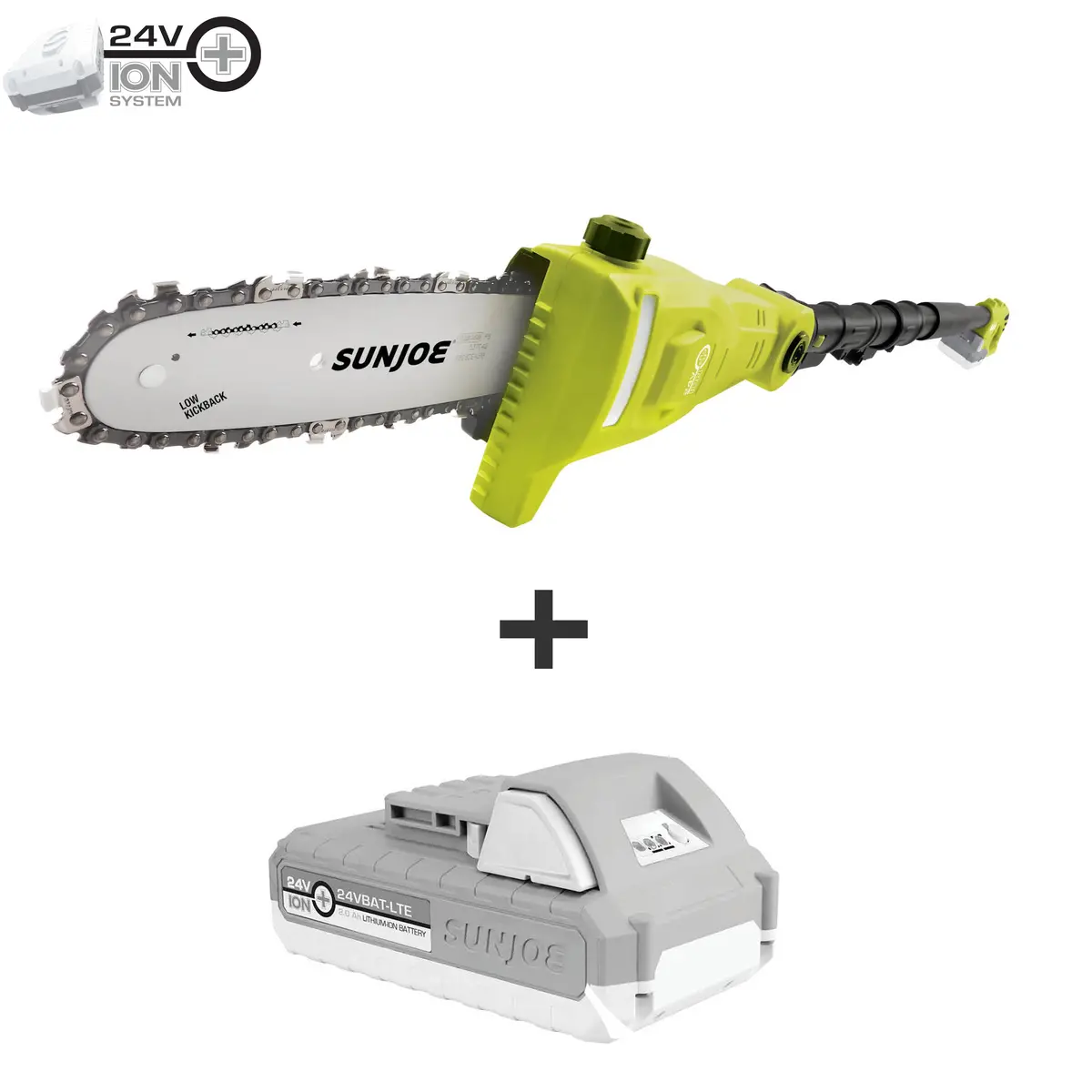 Sun Joe 24V-Ps8-Lte 24-Volt* Ionmax Cordless Telescoping Pole Chainsaw Kit | 8-Inch | W/ 2.0-Ah Battery + Charger 1