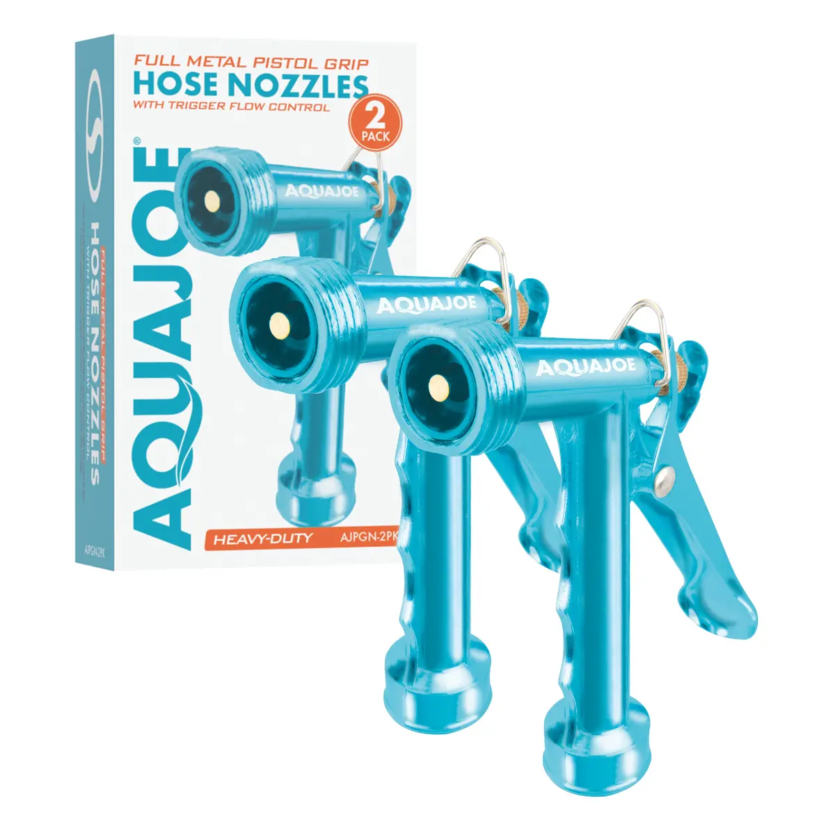 Aqua Joe Ajpgn-2Pk Full Metal Pistol Grip Hose Nozzle | 2-Pack | 3 Spray Patterns 1