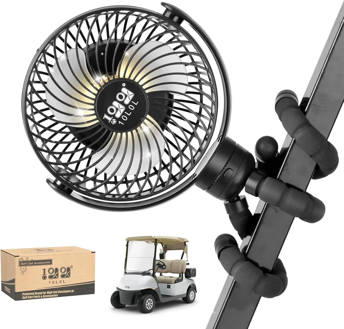 Golf Cart Fan Usb Rechargeable With Flexible Tripod Stand Battery Powered Portable Fan - 10L0l 2
