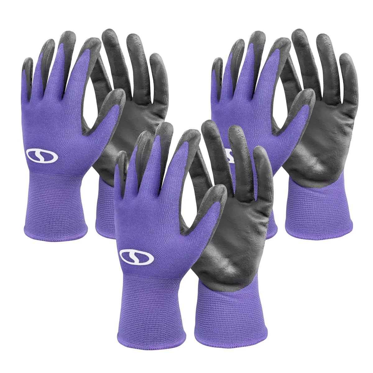 Sun Joe Ggnp-S3-Prp Reusable Nitrile-Palm Gloves | Tactile | Washable | One Size Fits Most | Set Of 3 (Purple) 1