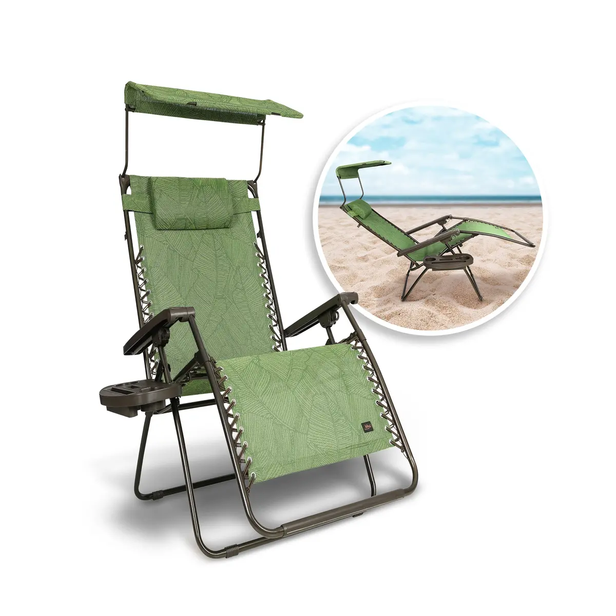 Bliss Hammocks Gfc-467Gblr Gravity Free Chair W/ Canopy, Pillow, & Drink Tray | 26-In. Wide | Weather & Rust Resistant | 300 Lb. Capacity 1