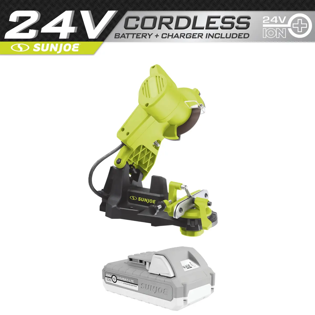 Sun Joe 24V-Csshrp-Lte 24-Volt* Ionmax Cordless Mountable Chain Saw Sharpener Kit | W/ 2.0-Ah Battery + Charger 1