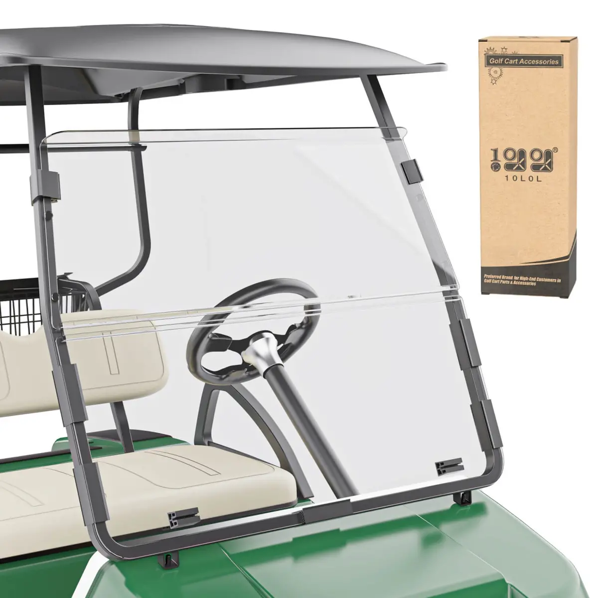 Acrylic Golf Cart Windshield For Club Car Ds – 4Mm Clear/Tinted Foldable Shield With Anti-Uv Protection - 10L0l 1