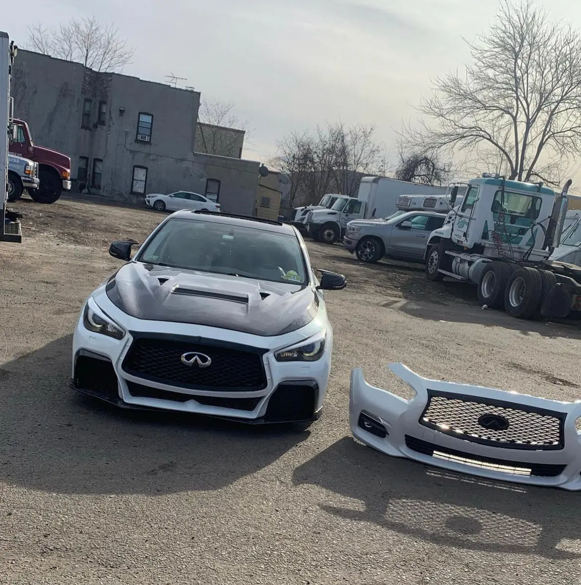 Cmst Carbon Fiber Front Bumper & Front Lip For Infiniti Q50 To Project Black S Concept 2014-2022 3