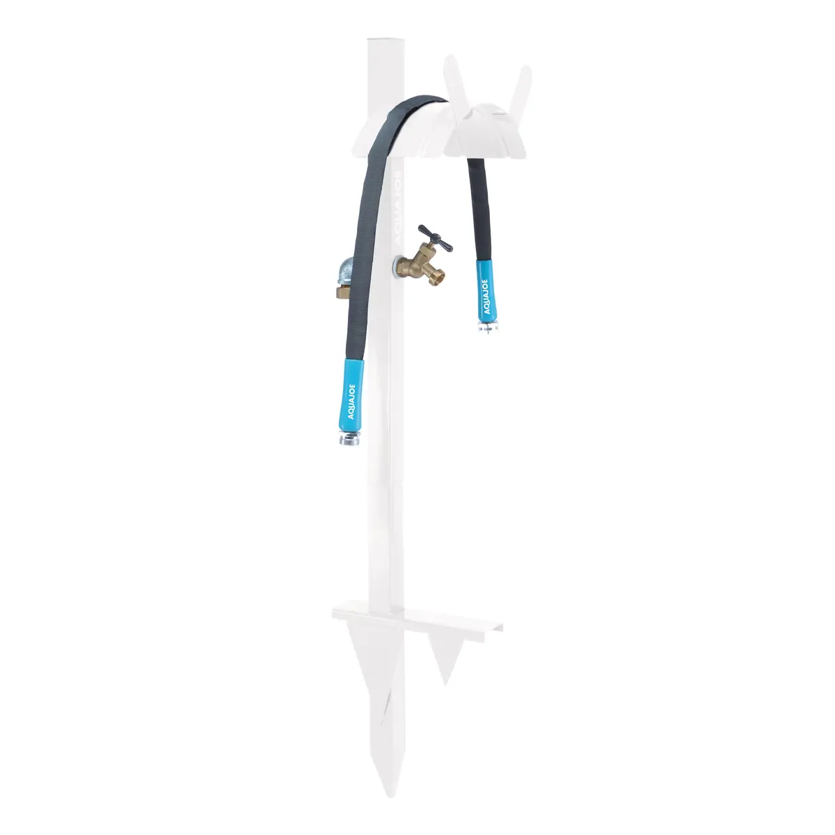 Aqua Joe Sj-Shsbb3lih-Wht Garden Hose Stand With Brass Faucet /W 3 Ft Lead In Hose, White 1