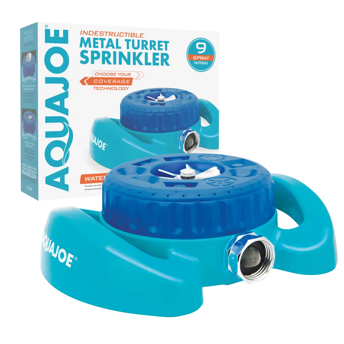 Aqua Joe Aj-Tssbm Indestructible Metal Turret Sprinkler | 9 Spray Patterns | 1,022 Sq. Ft. Max Coverage 1