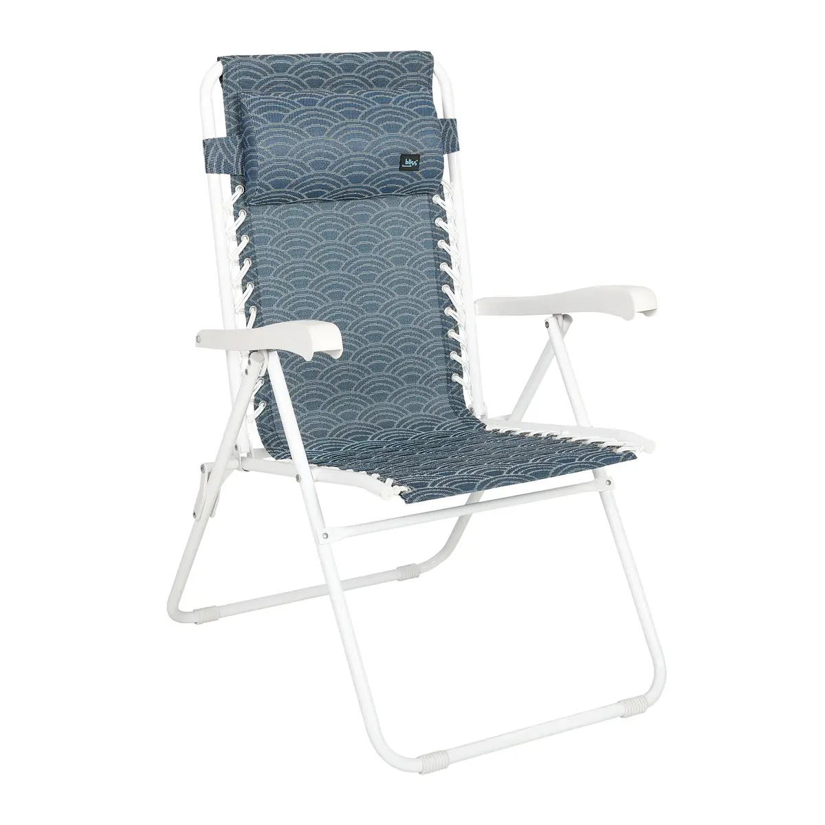 Bliss Hammocks Gfc-612-Bs Reclining Sling Chair W/ Pillow | 26-In. Wide | Weather & Rust Resistant | 275 Lb. Capacity (Blue Scallop) 2