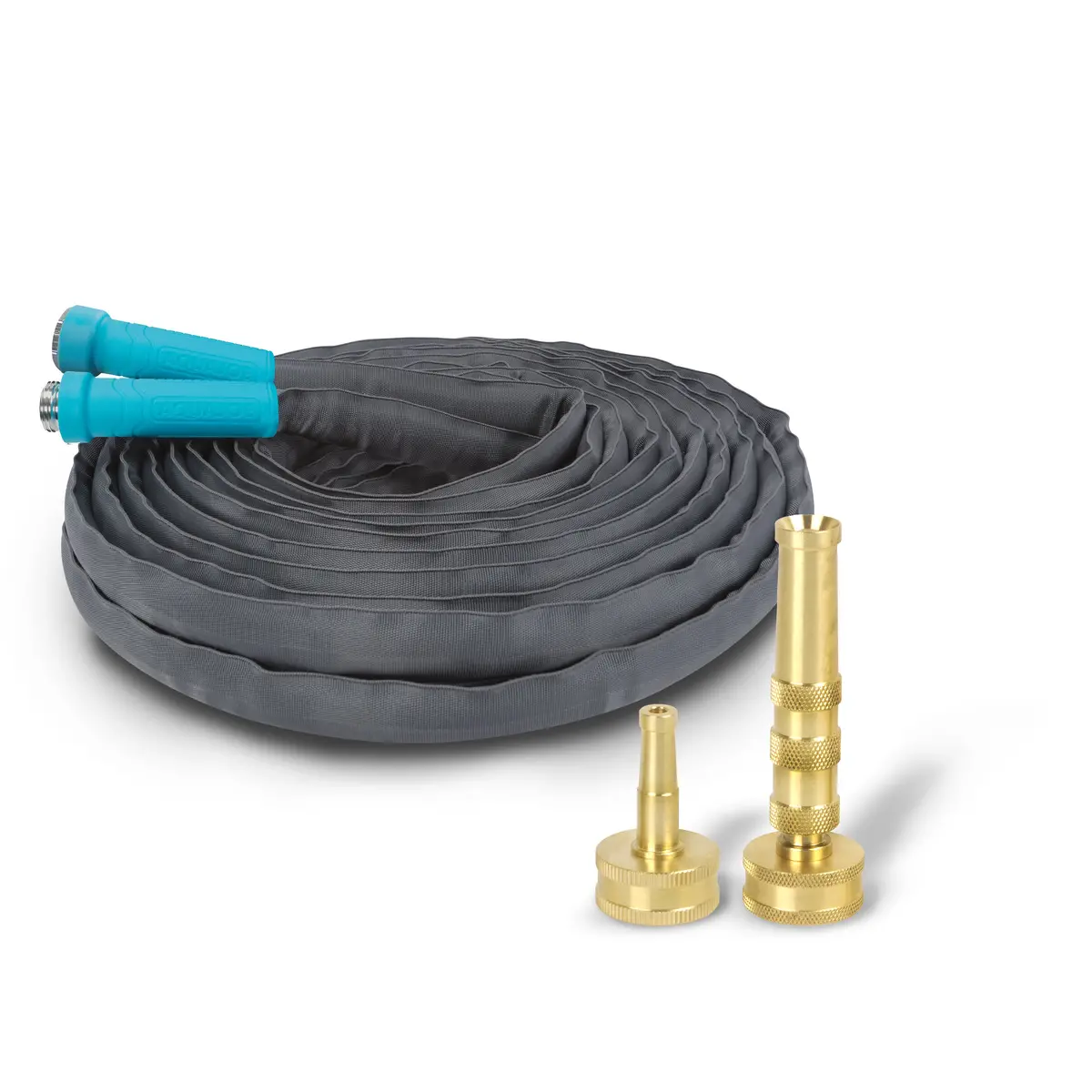 Aqua Joe Fiberjacket Brass Hose Nozzle Bundle | Includes 50-Foot Fiberjacket Hose And Brass Nozzles 1