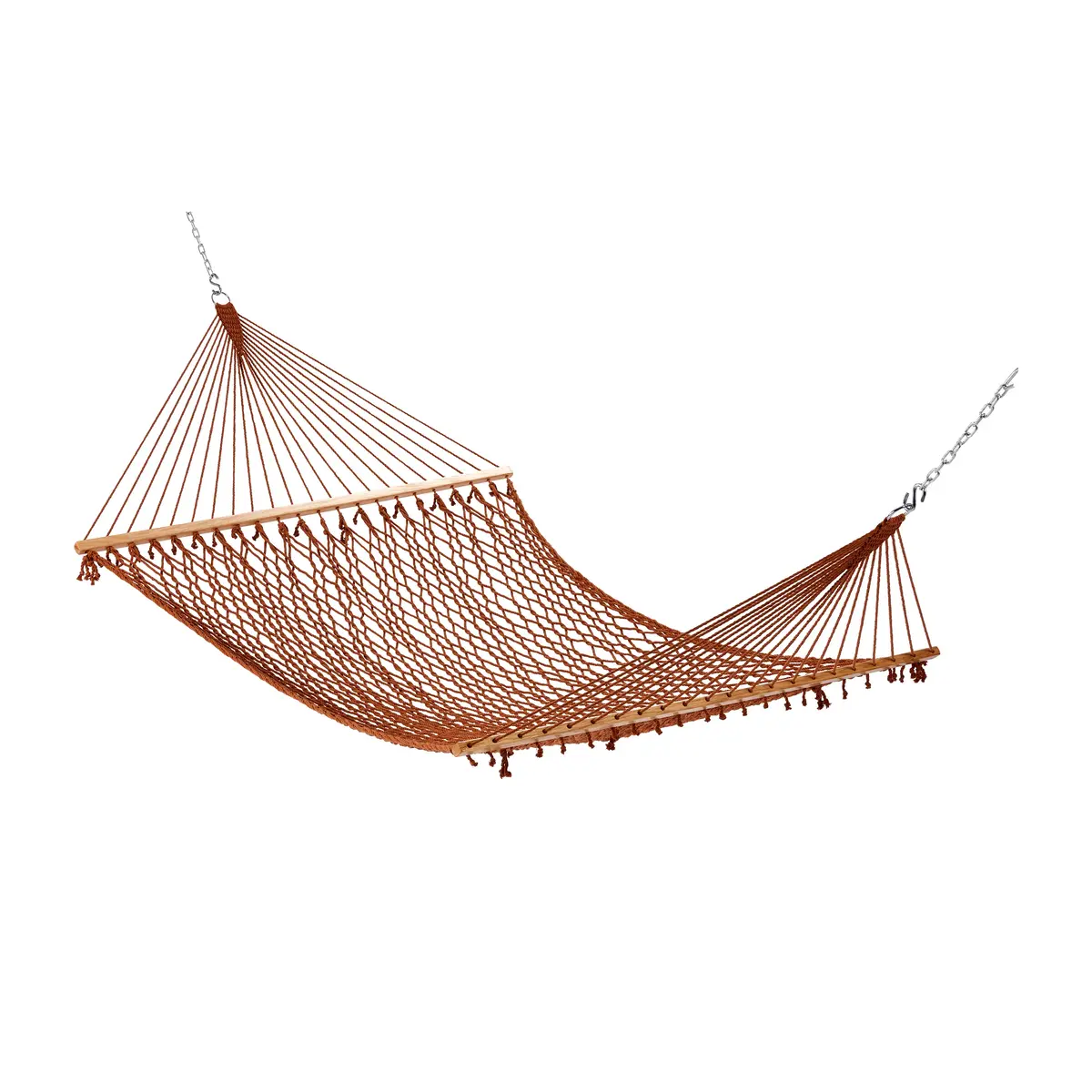 Bliss Hammocks Bh-410Br Cotton Rope Hammock W/ Spreader Bar & Hanging Hardware | 60-In. Wide | 450 Lb. Capacity (Brown) 1