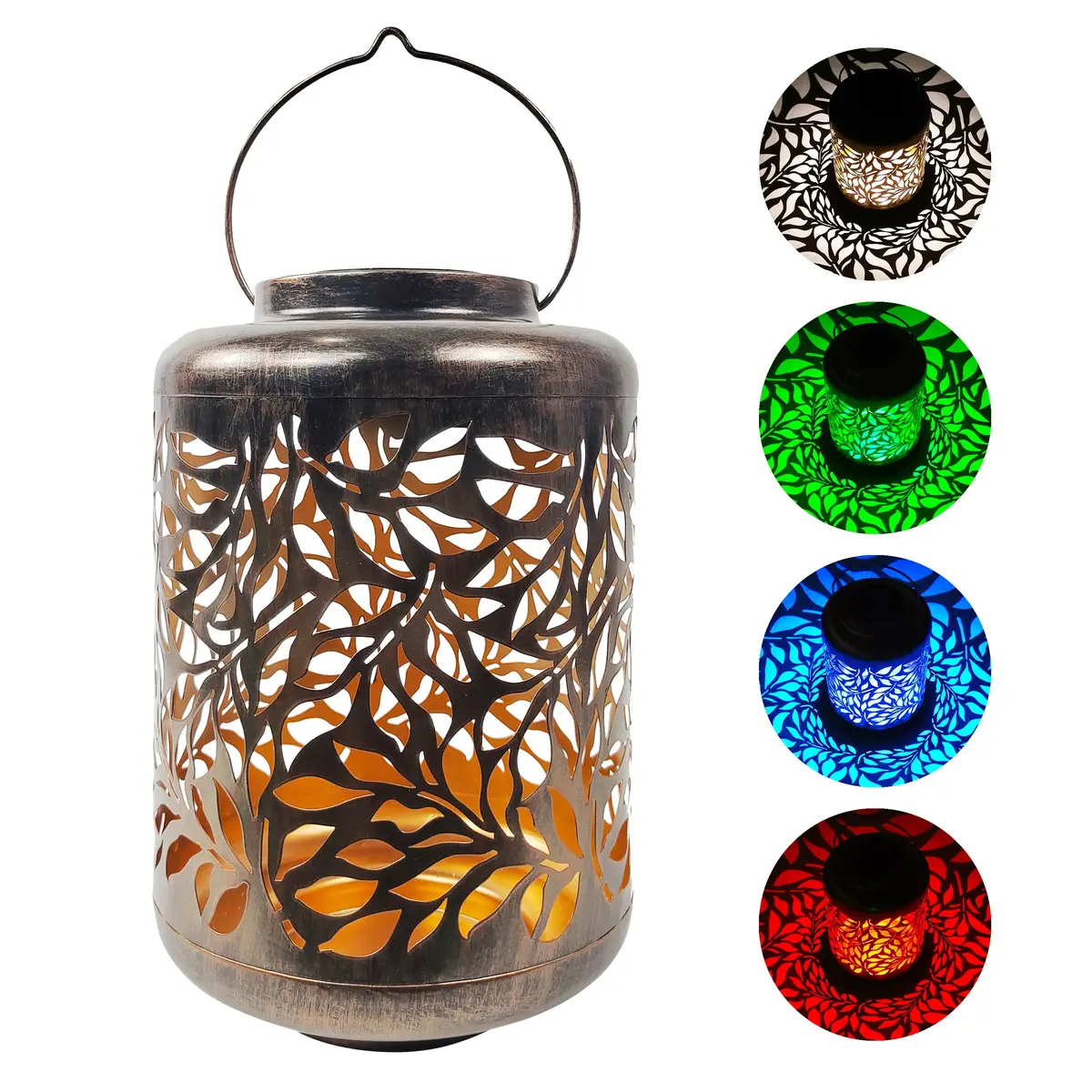 Bliss Outdoors Bsl-307-Bz Solar Led Lantern W/ Olive Leaf Design & Hand Painted Finish | 12-In. Tall | Waterproof Ip44 (Bronze) 1