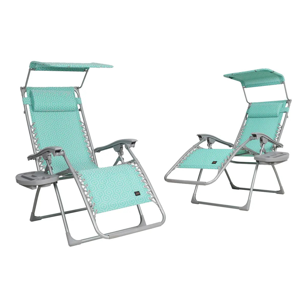 Bliss Hammocks Gfc-026-2Tg Set Of 2 Gravity Free Chairs W/ Canopy, Drink Tray, And Pillow | 26-In. Wide | Weather & Rust Resistant | 300 Lb. Capacity (Teal Genome) 1