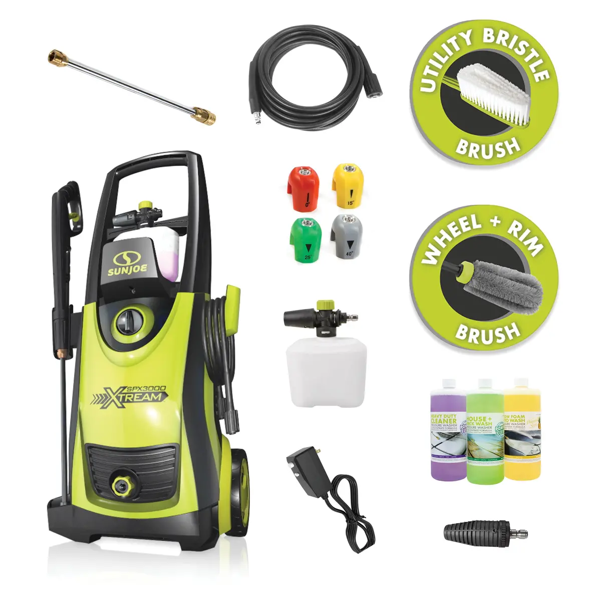 Sun Joe Spx3000®-Xt1-Mp3 Xtream Clean Electric Pressure Washer | 13-Amp | Most Popular Accessory Bundle| Xtream Triple Action Power 1