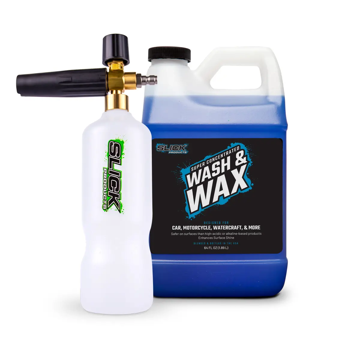 Slick Products Sp1135 Pressure Washer Foam Cannon Bundle | W/ Wash & Wax Concentrate | Adjustable Dial | 1/4” Quick-Connect 1