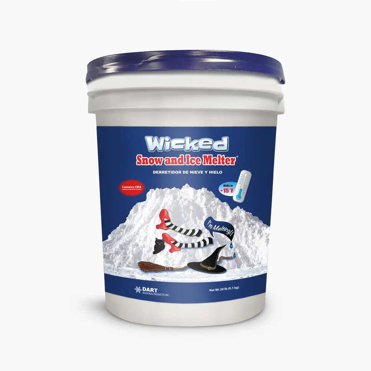 Wicked Ice And Snow Melt + Deicer | 50 Lb. Round Pale | Works To -15°F 2