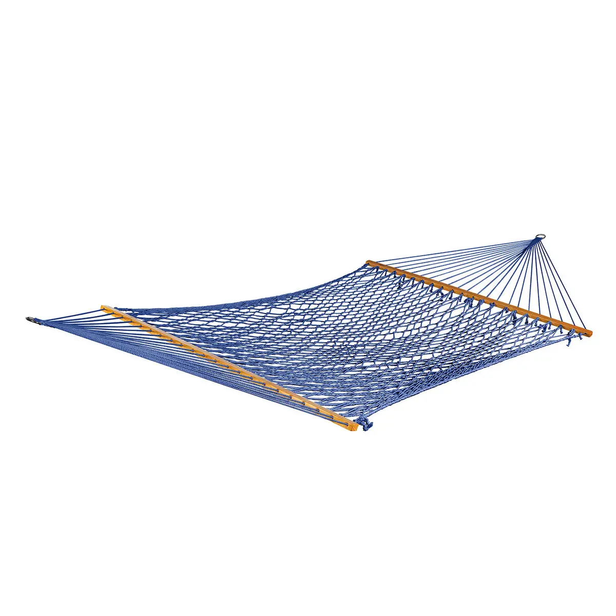 Bliss Hammocks Bh-410Blu Cotton Rope Hammock W/ Spreader Bar & Hanging Hardware | 60-In. Wide | 450 Lb. Capacity (Blue) 1