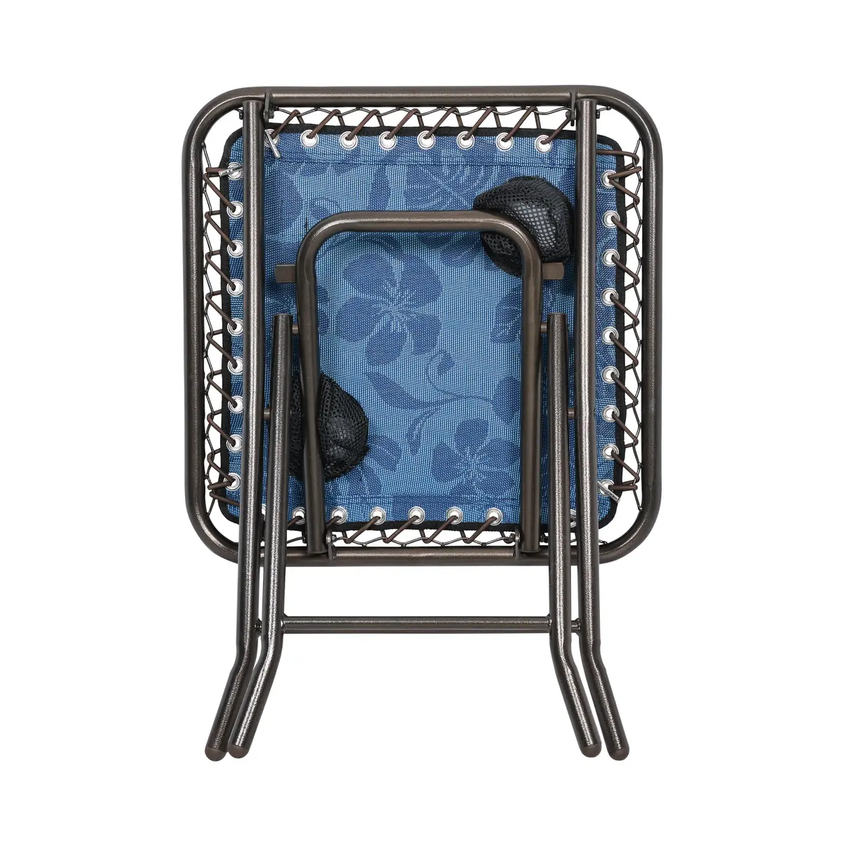 Bliss Hammocks Gfc-Tbl-Bf Folding Side Table W/ 2 Built-In Cup Holders | 20-In. Surface | Weather Resistant | 40 Lb. Capacity (Blue Flowers) 2