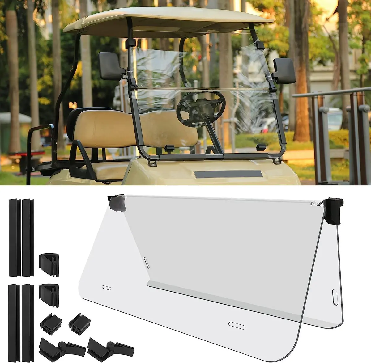 Foldable Sport Tinted Golf Cart Windshield For Club Car Ds 1982-Up - 10L0l 3