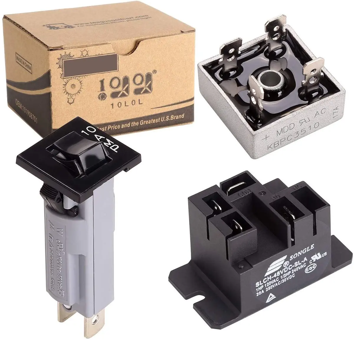 Golf Cart Battery Charger Repair Kit For Club Car 48V Powerdrive 1 & 2 Chargers - 10L0l 1