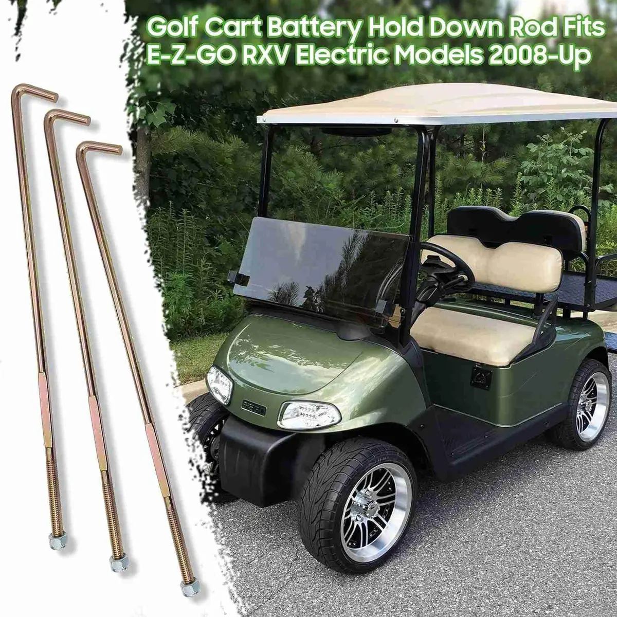 Golf Cart Battery Hold Down Rod J-Bolt & Nut For Ezgo Rxv 2008-Up Electric - 10L0l 2