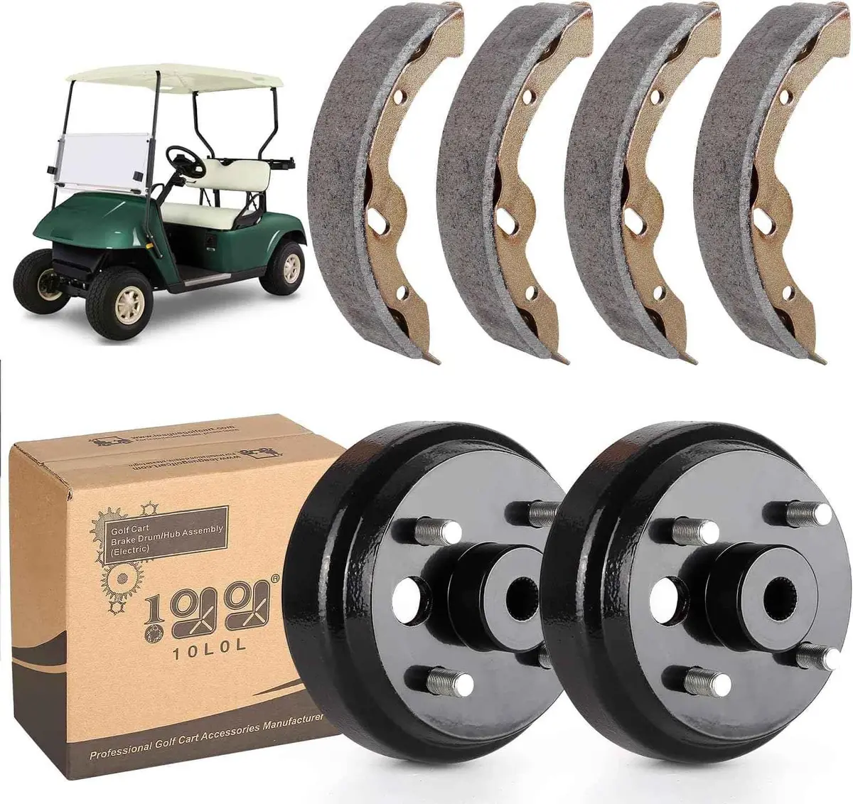 Golf Cart Brake Drum And Pad Kit For Ezgo Txt Electric 1996-Up - 10L0l 1