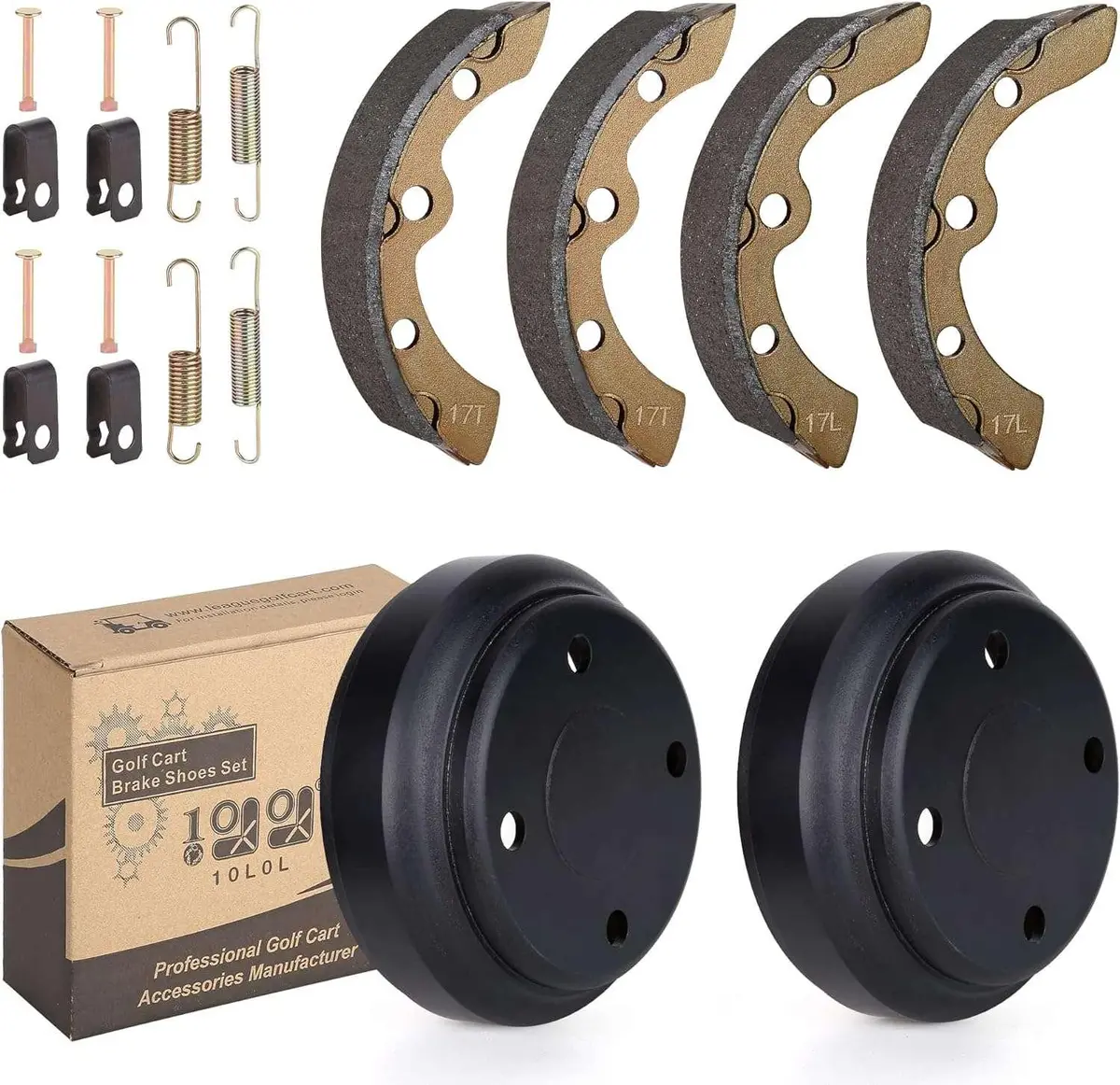 Golf Cart Brake Drums & Shoes Spring Kit For Club Car Ds And Precedent - 10L0l 1