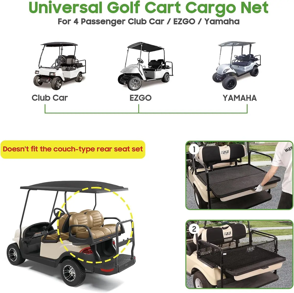 Golf Cart Elastic Storage Net Double Layer Nylon Mesh For Yamaha Club Car Ezgo - 10L0l 2
