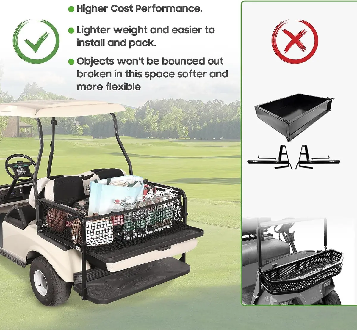 Golf Cart Elastic Storage Net Double Layer Nylon Mesh For Yamaha Club Car Ezgo - 10L0l 3