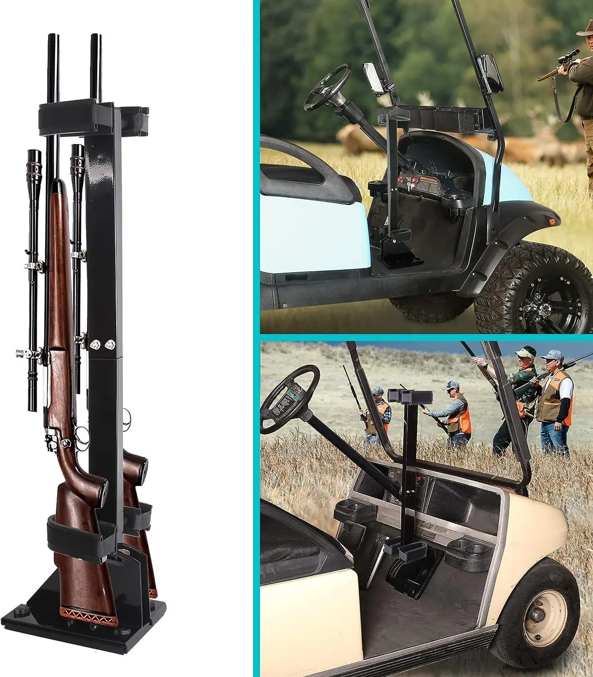 Golf Cart Gun Rack, Adjustable Gun Rack For Yamaha Club Car Ezgo - 10L0l 2