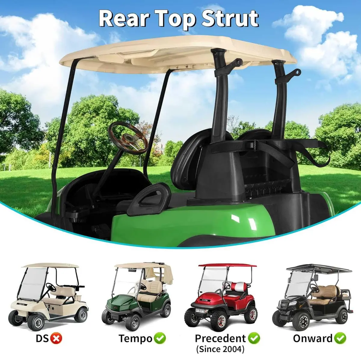 Golf Cart Rear Top Support Strut Kit For Club Car Precedent 2004-Up - 10L0l 2