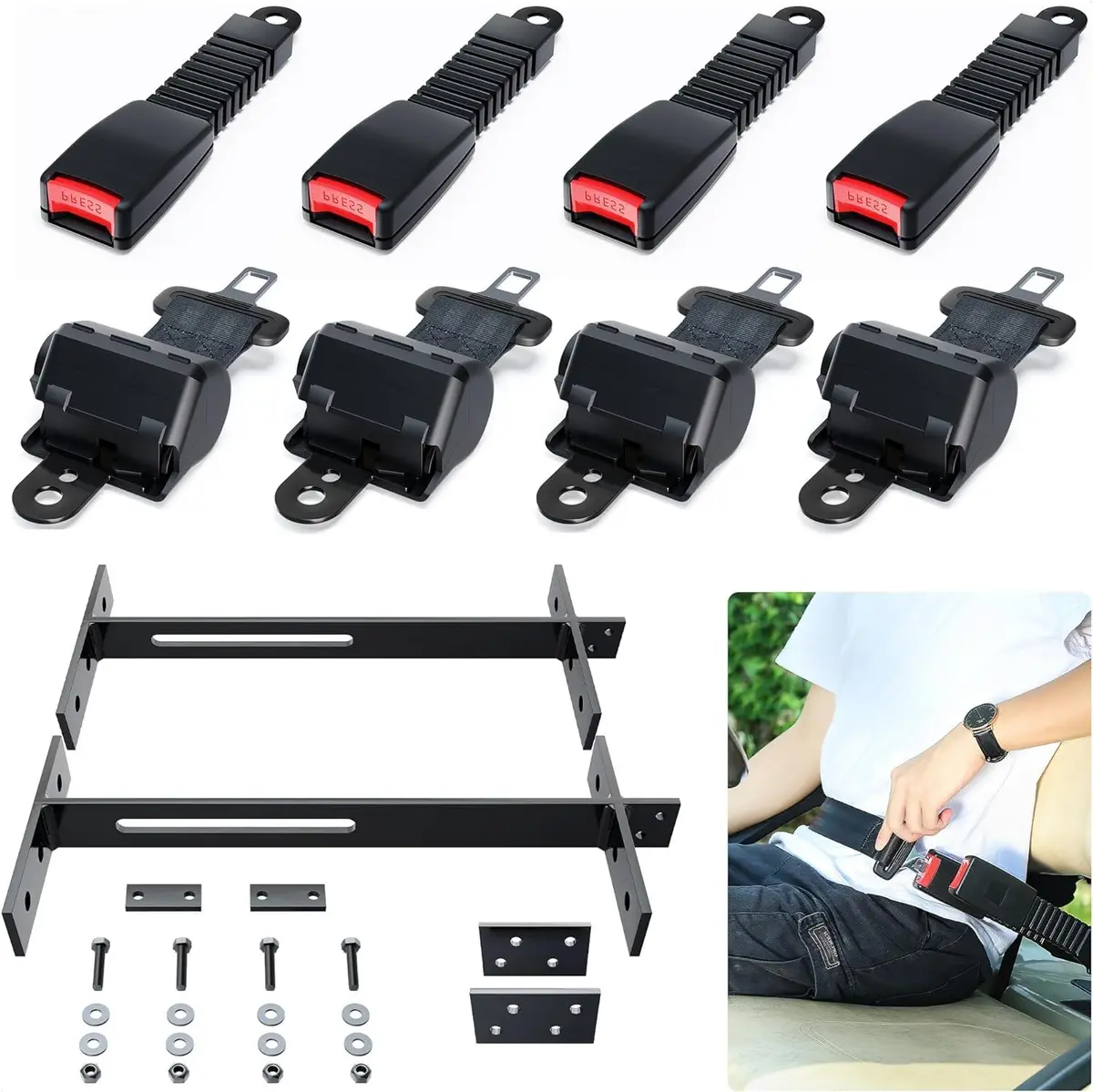 Golf Cart Seat Belts Universal Kit For Club Car Ezgo Yamaha - 10L0l 2