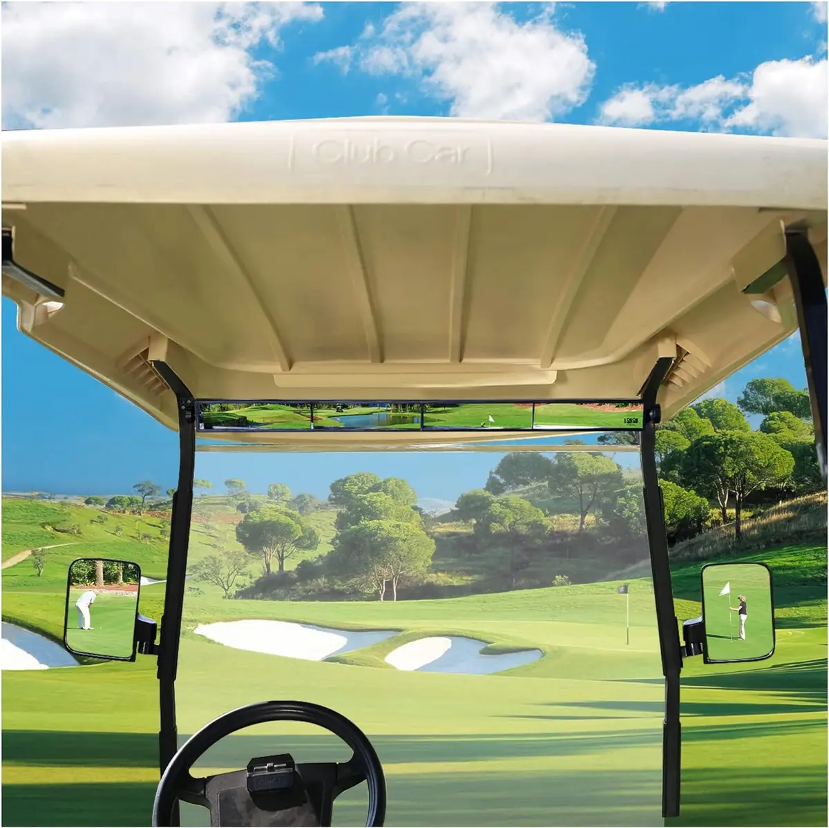 Golf Cart Side Mirror And 4 Panel Rearview Mirror Kit For Club Car Ezgo Yamaha - 10L0l 2