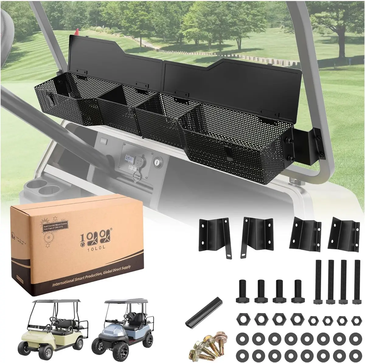 Golf Cart Storage Basket With Cover For Club Car Precedent & Ds 2000-Up - 10L0l 1