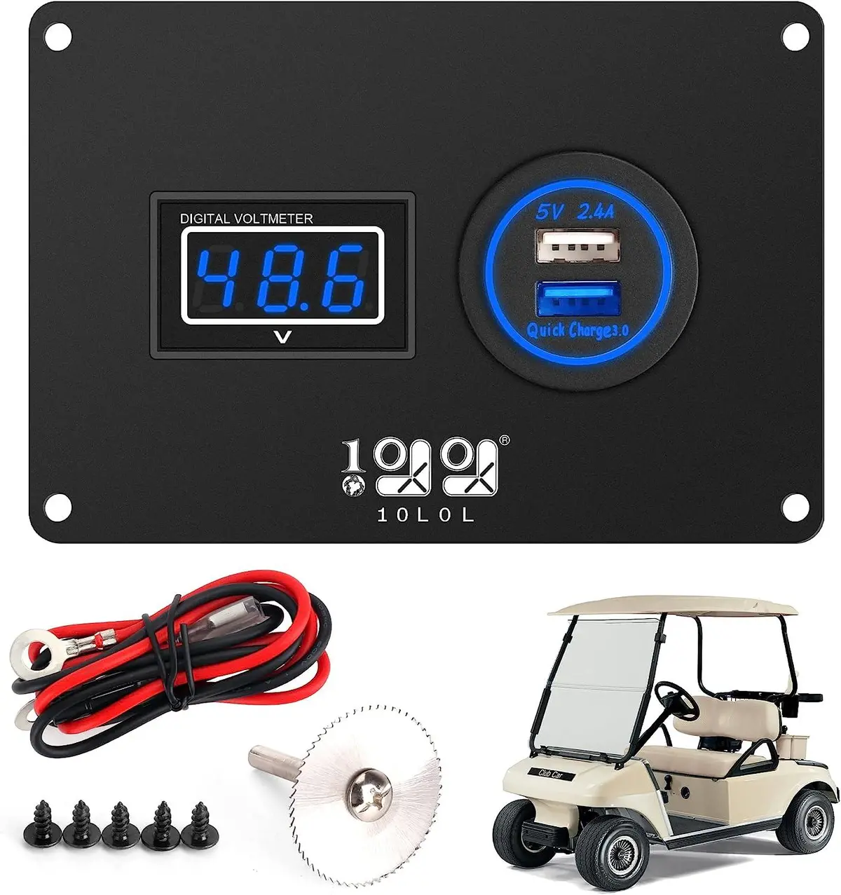 Golf Cart Volt Meter And Usb Port 2-In-1 Panel With 3.0 Fast Charging - 10L0l 1