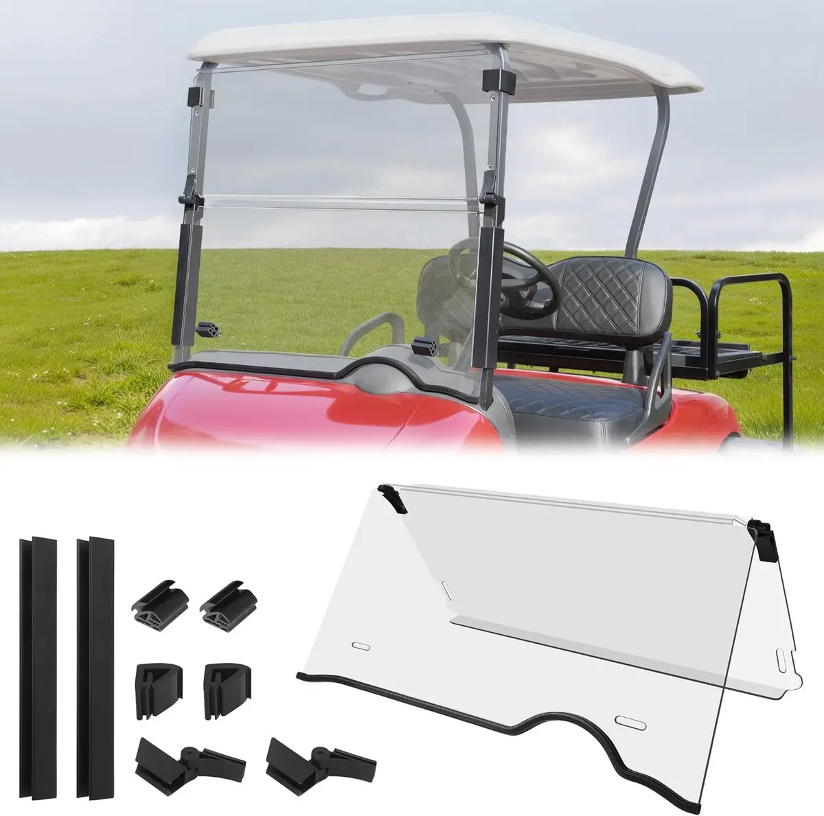 Golf Cart Windshield For Ezgo Rxv 2008+ Folds Down - 10L0l 1