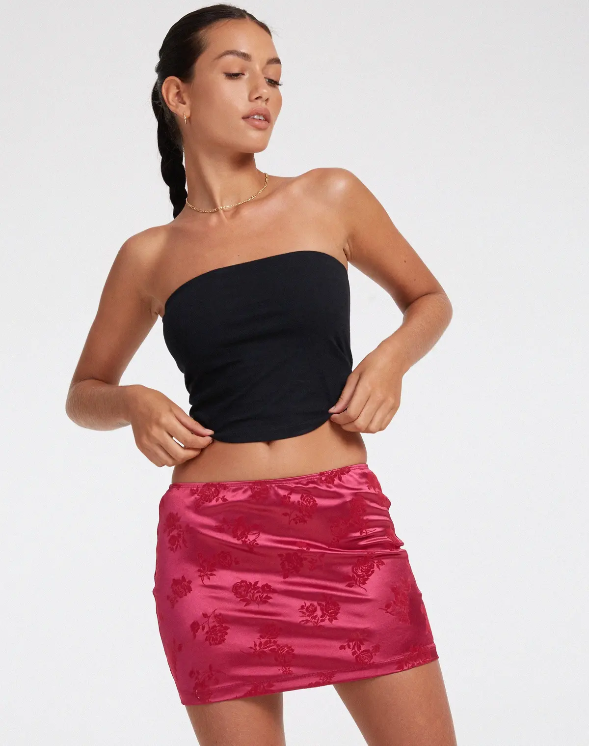 Guida Mini Skirt In Rose Flock Magenta 1