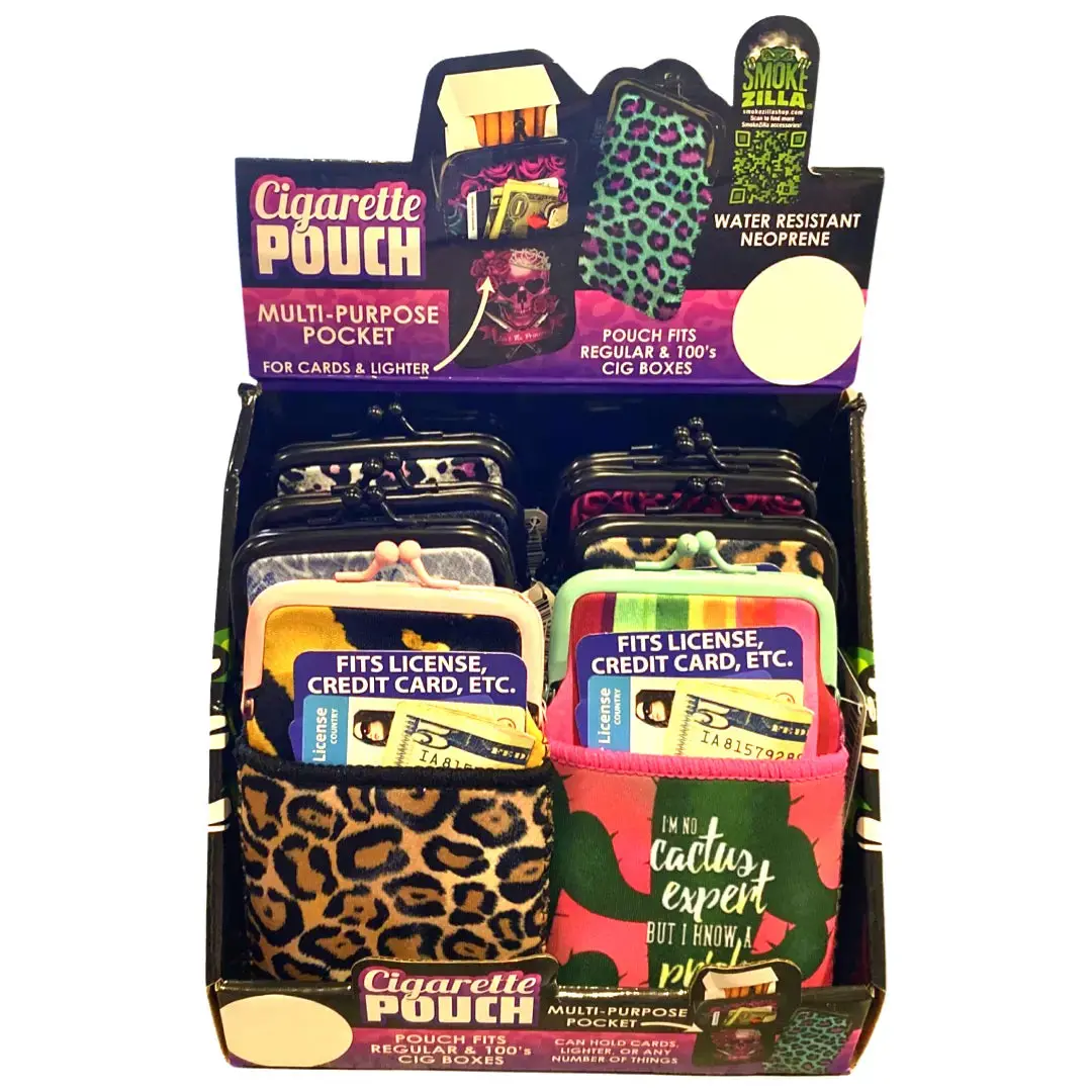 Neoprene Cigarette Pouch With Pocket - 8 Pieces Per Retail Ready Display 23262 2
