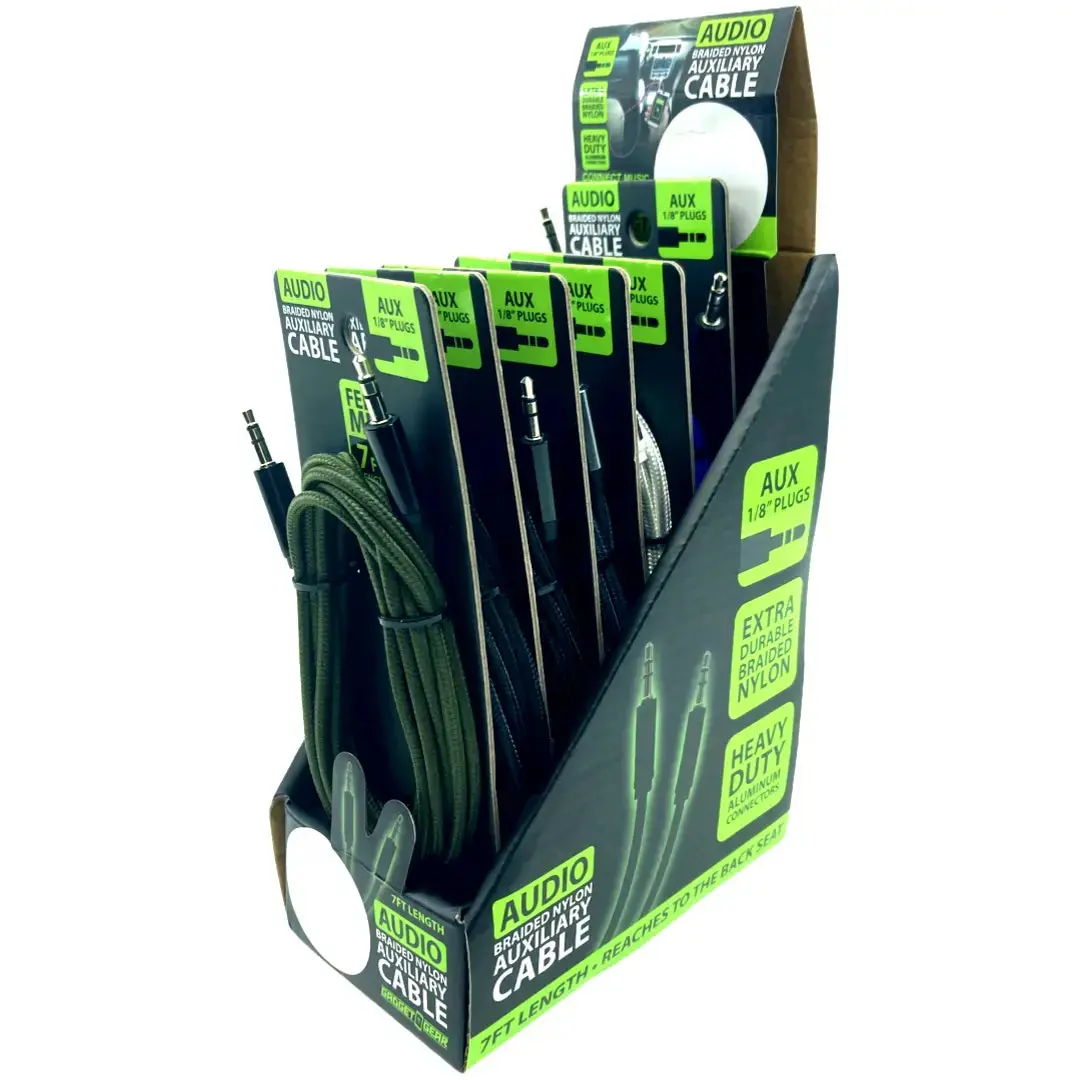 Auxiliary Audio Cable 7Ft - 6 Pieces Per Retail Ready Display 23197 1