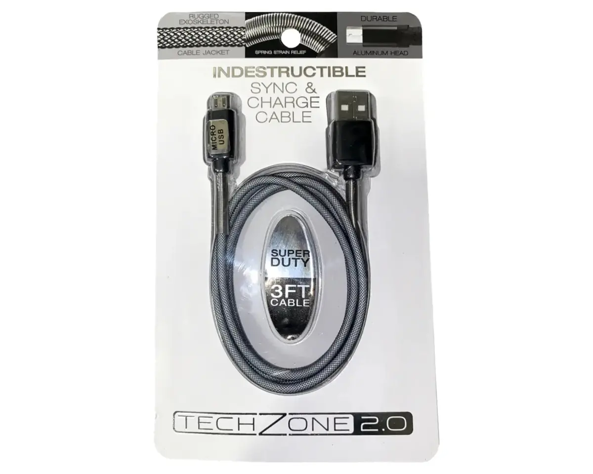 Charging Cable Indestructible Usb To Micro Usb 3Ft - 6 Pieces Per Pack 40079 1