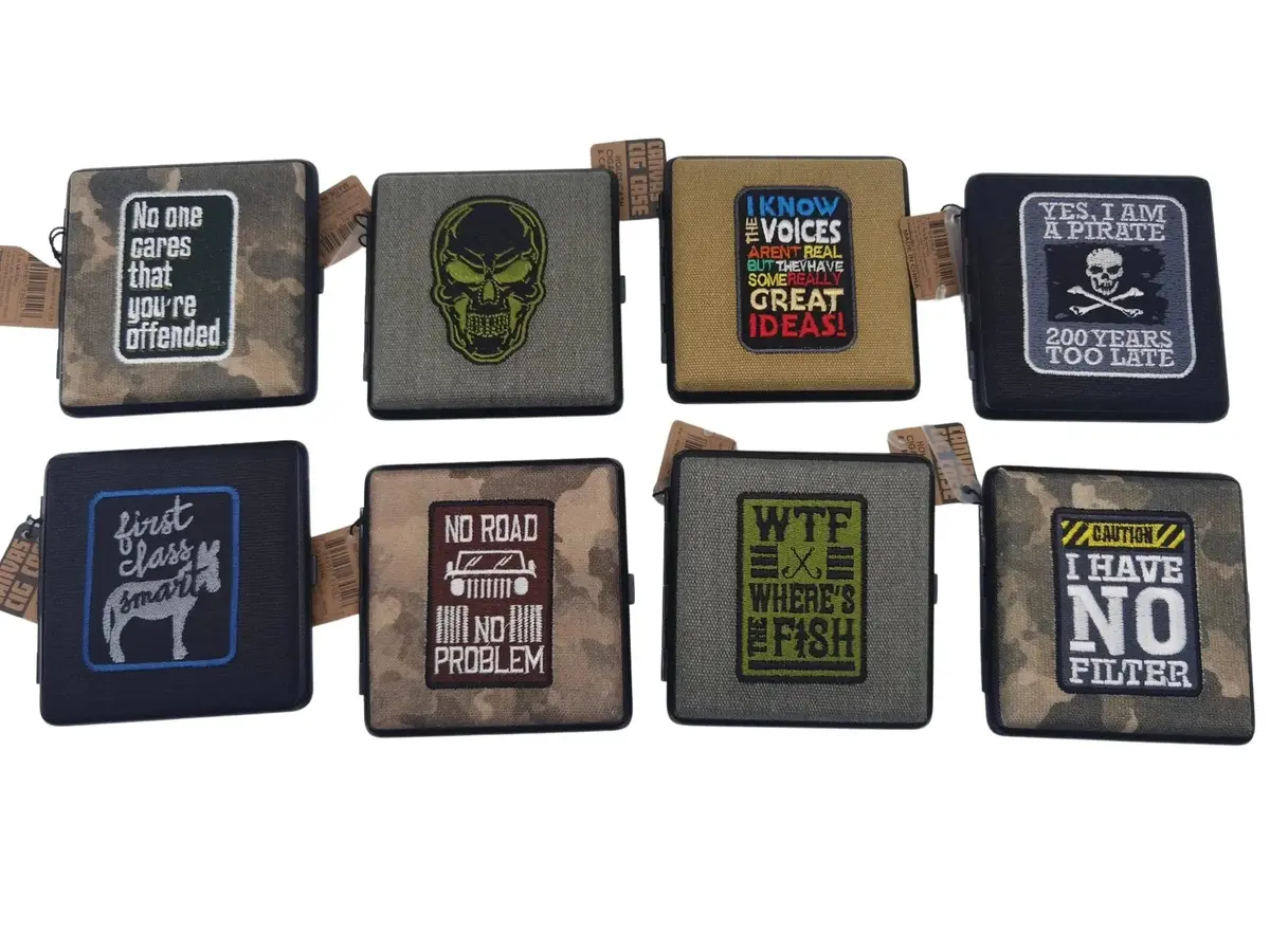 Canvas And Metal Cigarette Case With Hinge - 8 Pieces Per Retail Ready Display 23051 2