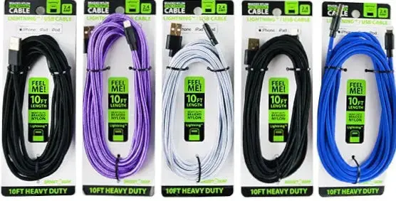 Charging Cable Wing Rack Assortment 10Ft - 10 Pieces Per Pack 88395 1
