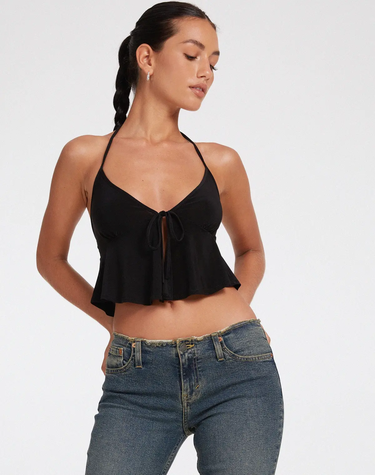 Shirota Halter Top In Slinky Black 1