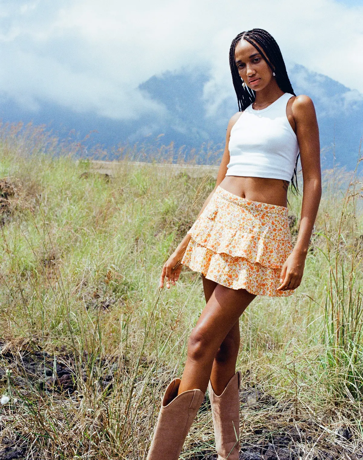 Lowisa Mini Skirt In Ditsy Tangerine 1
